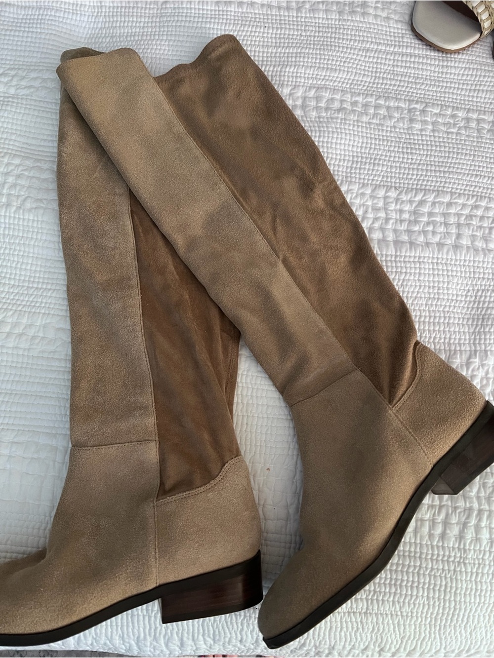 Lucky Brand Taupe Suede Over-the-Knee Boots with Low Heel
